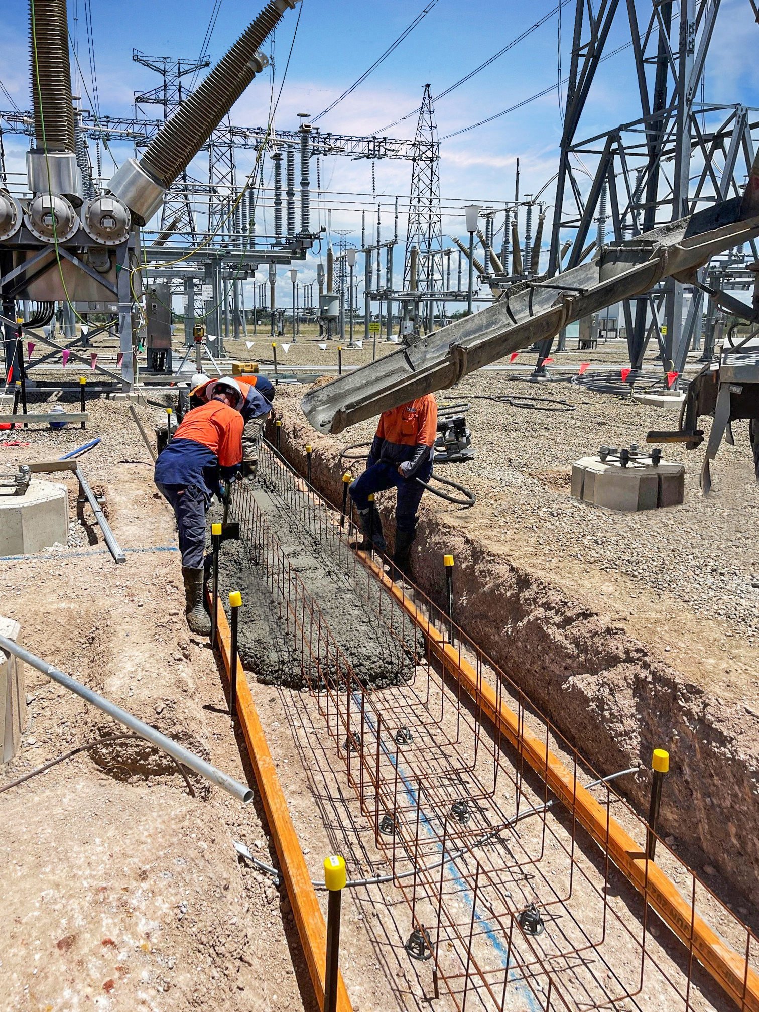 One Site Concrete mixer laying concrete for a electrical plant located in Australia for a government sector.